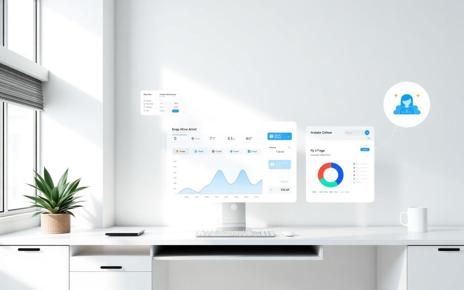 WorkBar Flow dashboard showing CRM, finance, booking, and AI growth insights